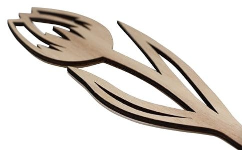 RiloStore 6 STK Holzblume 28cm lang Tulpen Dekostecker o560 Holz Blumen Stielblumen Holzblüten Natur braun Naturdeko Blumenstrauß Basteln Floristik Tischdeko Holzblumen Tischschmuck Schaufensterdeko