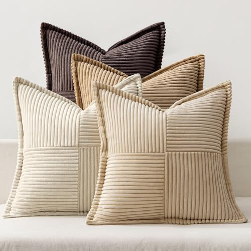 MIULEE 4er Set Kordsamt Kissenbezüge Weich Dekokissen Dekorativ Kissenbezug Modern Kissenhülle Sofakissen Zierkissen Couchkissen für Wohnzimmer Schlafzimmer Kaffee Serie 45x45 cm