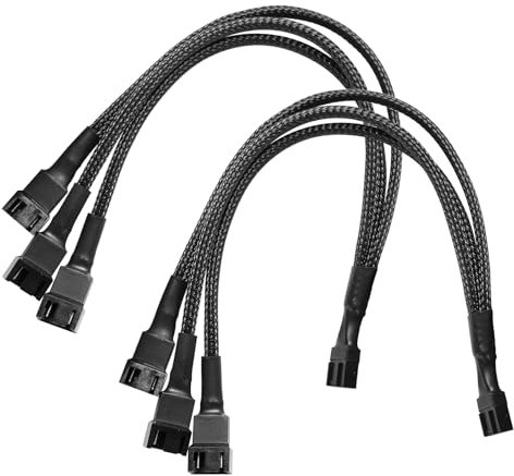 DARKROCK 2 Pack PC Fan Extension 1 to 3 Converter Cable, 4 Pin PWM Fan Splitter - Black