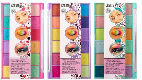 Create It! Lidschattenpalette mit 12 Lidschatten für Kinder, Make-up-Etui für Mädchen mit 12 Farben
