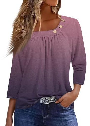 SCBFDI Camicia Donna Elegante per Cerimonia - Vestiti Eleganti, Blusa, T-Shirt Nera, Maglie Lunghe, Maglietta Verde, Camicette Viola 2XL