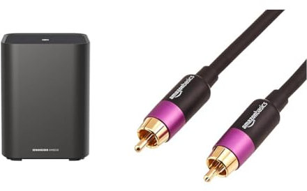 Sennheiser AMBEO Sub für TV und Musik - EU-Stecker & Amazon Basics RCA PBH-19088 Subwoofer-Kabel, 2.4 m, Schwarz