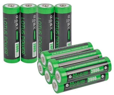 LOTUS POWER 10 pieces Rechargeable Ni-MH AA batteries, Portable 2800 mAh AA rechargeable batteries 1.2 V AA battery (pack of ten)