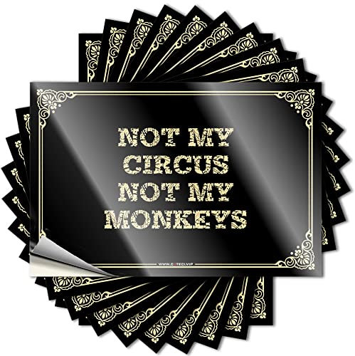 Aufkleber für Auto, Aufschrift Not My Circus Not My Monkeys, Männerhöhle, lustige Schilder, Streich Aufkleber für Erwachsene (8 x 12 cm)