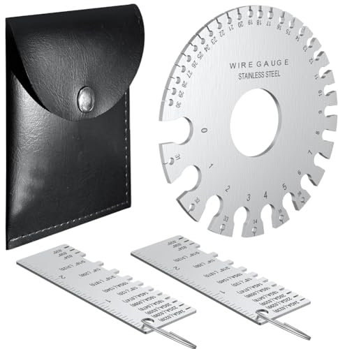 Hfourhnik Professional Wire Gauge Measuring Tool, Metal Gauge Thickness Tool, Thickness Gauge and Double Sided Round Plate Gauge A