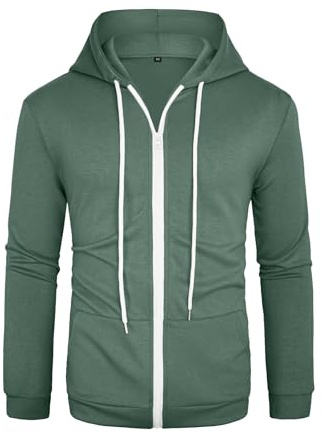 AIYINO Men's Hoodies Full Zipper Casual Hooded Sweatshirt | Pullover, Contrast Color Top, Drawstring, Kanga Pocket