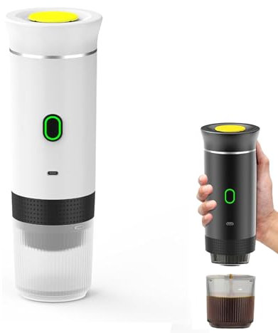 Macchina da caffè portatile da viaggio, caffè espresso ricaricabile 12 V e custodia per campeggio e auto, riscaldamento rapido, compatibile con capsule K-Cup e caffè macinato, per viaggi (bianco)