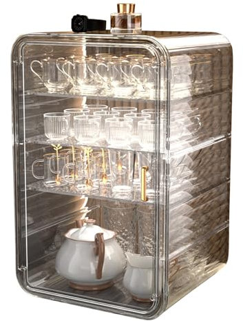 Felenny 4 Tier Coffee Mug Holder Organizer, Dustproof Coffee Cup Shelf for Countertop Tea Cup Holder Coffee Mug Holder with Removable Divider for Home Kitchen Office Coffee Bar