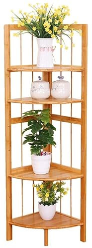 Présentoir de fleurs en bambou avec étagère de rangement multi-niveaux pour pot de fleurs pour intérieur et extérieur
