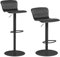 HOMCOM Conjunto de 2 Taburetes Altos de Cocina Sillas Altas Giratorias con Respaldo y Altura Ajustable Carga 120 kg para Bar Salón Comedor Negro