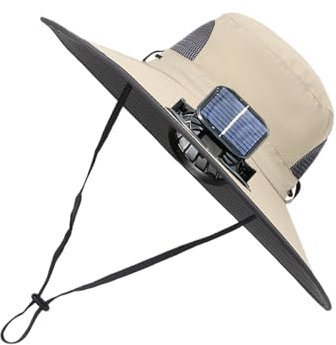 AUklOPVZZ Hat Fan with Solar Charging Stay Cool and Connected Sun Visor Hat with Fan Hat with Fan Built in Solar Cap with Fan, Khaki