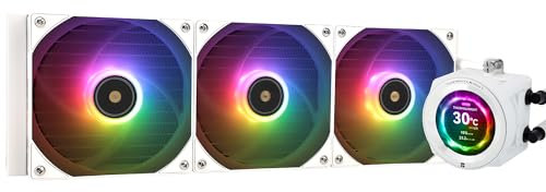 Thermalright CORE Vision 360 White ARGB CPU Water Cooler with PWM Fan, 2000RPM Speeds,IPS LCD Screen with 480 * 480 Resolution,Liquid CPU Cooler,for AM5/Intel LGA1851/1700,2.1inch Display Screen