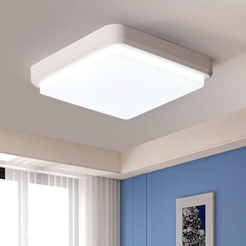 NUODIFAN LED Deckenleuchte,16W Deckenlampe Flach,6500K Wasserfest IP54 Badzimmer Deckenlampe 1600lm für Flur,Schlafzimmer 23cm