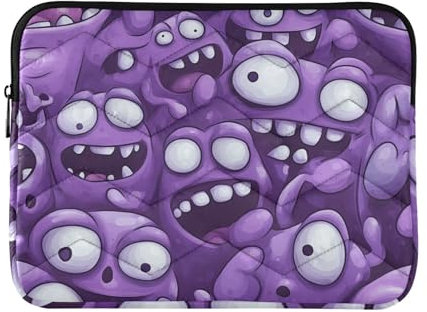 Laptop-Schutzhülle, 33 - 35,6 cm, coole Computertasche, Cartoon, niedlich, lila, Halloween, Monster, Computer-Tragetasche für Reisen, Business, Gewehr und Co. Medium