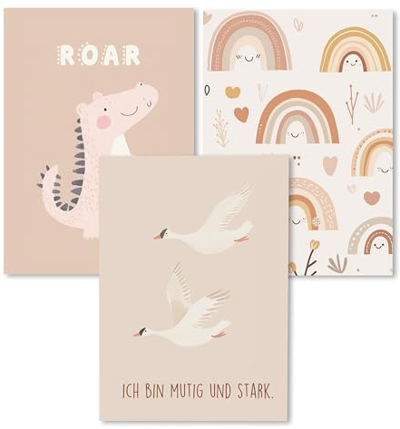 Kidsmood - Affirmationsposter für Kinderzimmer - Ermutigende bilder fürs Kinderzimmer Mädchen & Jungen – Babyzimmer Deko – Wandbilder Tiere für Kinderzimmer deko [Stark & Frei |21x30 cm ]