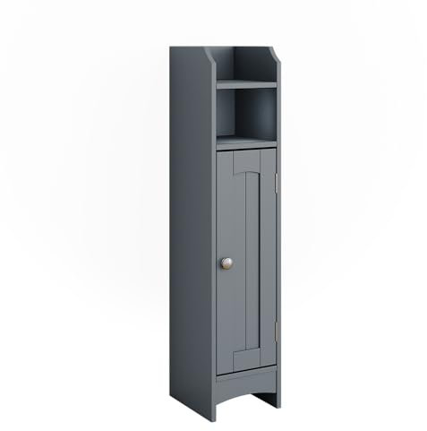 Vicco Midischrank Grau Bianco 18x81x20 cm - Die Badezimmermöbel, Kompakte Bauweise – auch für kleine Bäder geeignet