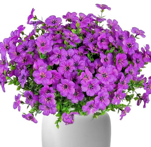 Iouyjiu Künstliche Blumen für den Außenbereich, künstliche Frühlingsblumen, Dekoration, realistisch, wasserfest, UV-beständig, Arrangement für, Garten, Topf, Zuhause, Vase, 1 Stück