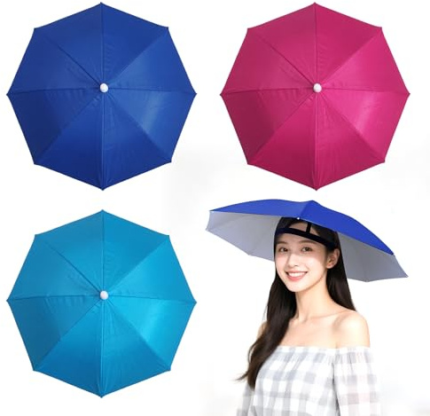 Joytey 3 PCS Head Umbrella Hats Mini Umbrella Caps with Elastic Headband Small Camouflage Umbrellas Adults Kids Foldable Hands-free Umbrellas for Outdoor Garden Fishing Hiking Camping Climbing
