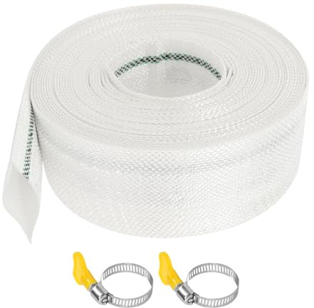 Gewebeschlauch 1 1/4 Zoll Flachschlauch, 1 Rolle 32mm 10m Flachschlauch Ablaufschlauch Pumpenschlauch mit 2 Schlauchklemmen, Wasserschlauch Industrieschlauch für Garten Landwirtschaft Industrie