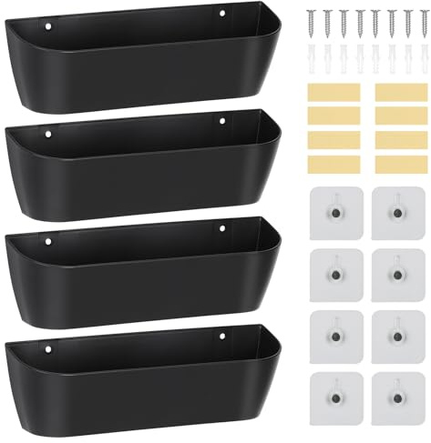 Cosstream Schuhhalter Wand - 4 Stück Schuhorganizer mit Ohne Bohren mit Selbstklebend und Bohren Schuhaufhänger Schuhregal zur Wandmontage für Badezimmer Schwarz