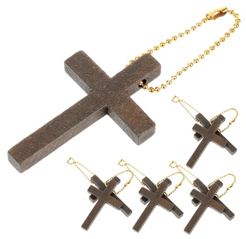 Angoily 10 Stück Holzkreuz Anhänger für Schlüssel und Taschen, Klein | Holz, Religiöse Deko für Bastelprojekte, Geschenk für Freundinnen, für Kleine Objekte und Rucksäcke