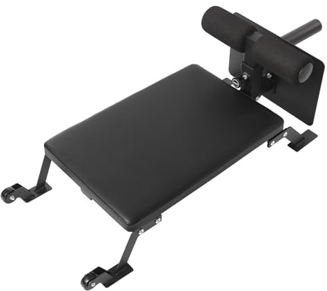 39.88-50.04cm Höhenverstellbare Nordic Curl Bank bis 100kg mit Rollen & 45mm Sitzpolster,Hamstring Trainer aus Q235-Stahl für 1 & 2 Gewichtsscheiben,Klappbare Hantelbank für Home Gym Workout