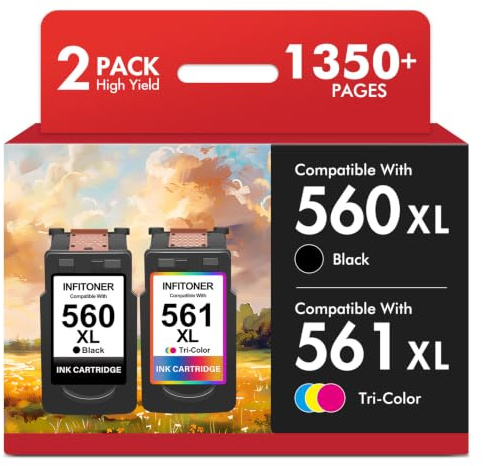 560 561 Patronen XL 560XL 561XL für Canon Druckerpatronen TS5350i TS5300 | Kompatibel für Canon PG-560XL CL-561XL PG560 CL561 Pixma TS5350i TS5300 TS5350a TS7450i TS5351i TS5350 Patronen Schwarz Farbe