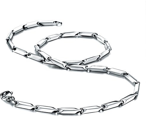 Mecool Edelstahl 3mm Breite Barren Kette-Halskette für Mann (20)