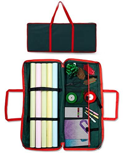 THE TWIDDLERS Aufbewahrungstasche Organizer für Weihnachten Geschenkpapier, Etiketten, Bänder & Schleifen - 82x34cm