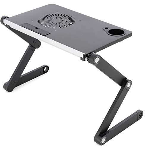 Laptoptisch Notebook-Ständer Aluminium-Legierung Platte 48x28cm Silber-schwarz Höhe und Neigungswinkel höhenverstellbar integrierter USB-Lüfter