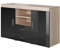 MB Muebles Bonitos, Aparador Roque para Salón Comedor Moderno, Mueble TV de Melamina, Color Sonoma Mate y Negro Brillo, 140x80x40 cm
