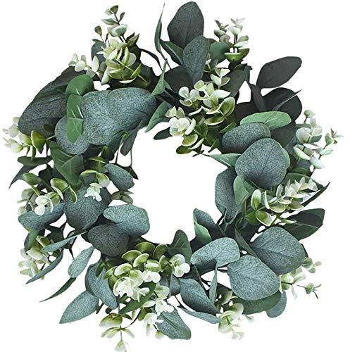 MIAOXIAO Türkranz Weihnachten Eukalyptus Blattkranz Weihnachtskranz Outdoor Simulation Gras Türklopfer für Tür Deko Weihnachten Advent als Stimmungslicht