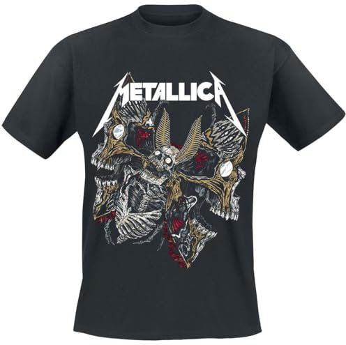 Metallica Skull Moth Männer T-Shirt schwarz M 100% Baumwolle Band-Merch, Bands, Totenköpfe