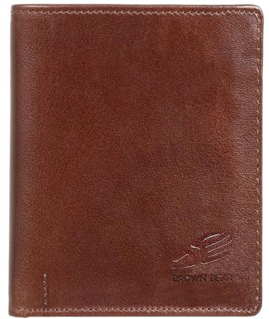 BROWN BEAR Geldbörse Leder Braun RFID-Schutz mit Münzfach - Echtleder Portemonnaie für Herren & Damen - Business Geldbeutel für 11 Karten - BB 2051 TBR
