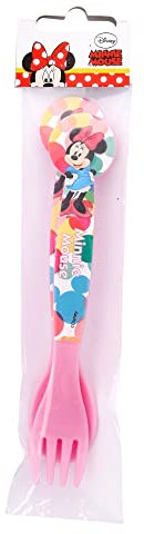 Stor Disney Minnie Mouse Set de couverts pour enfants – Cuillère & fourchette rose 13 cm – Sans BPA et réutilisable – Vaisselle bébé – Couverts pour filles – Set 2 pièces