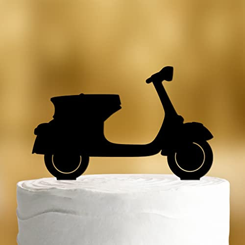 Cake Topper Vespa [retro] - Acryl schwarz - für die Geburtstagstorte - Geburtstagsdeko Tortenaufleger happy birthday party deko Geschenkideen Happy birthday tortendeko Geburtstag