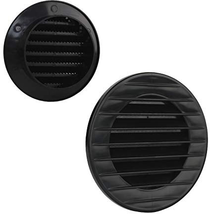 MKK Rejilla de ventilación para Exteriores, protección contra Insectos, Color Blanco, Gris, marrón, Antracita, Rojo ladrillo, 60, 70, 80, 90, 100, 120, 125, 150 mm, Negro, diámetro de 80 mm