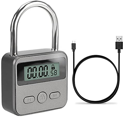 NOPNOG Digitaler Zeitschalter für SM Handschellen und Bondage Harness - Fessel-Timer für Erwachsene, USB-Aufladung und wasserdicht (Schwarz)