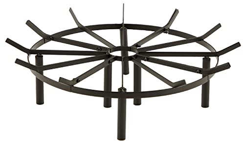 61 cm Feuerrost, Holzrost, rundes Spinnenwagenrad, Brennholzrost, robuster Feuerstellengitter für Terrasse, Garten, Lagerfeuer, Kaminofen und Outdoor-Camping-Feuerstelle, Schwarz