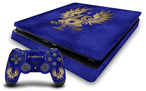 Head Case Designs Graue Wächter Gold Ursprüngliche Heraldik Vinyl Haut Gaming Aufkleber Abziehbild Abdeckung kompatibel mit Sony Playstation 4 PS4 Slim Console and DualShock 4 Controller