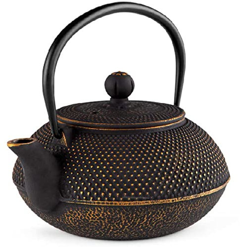 Théière en fonte (extérieur couleur laiton intégré), design traditionnel japonais Tetsubin, capacité 800 ml