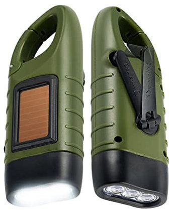 N+B Linterna de manivela con energía solar, lámpara de luz LED de emergencia recargable, linterna de supervivencia para acampar al aire libre, montañismo