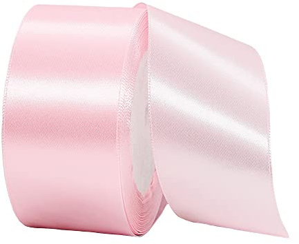 22m Satinband Geschenkband Rosa 40mm Breit,Auto Seidenband Rosa Dick Schleifenband Satin Dekoband Geschenkverpackung Deko Band Stoffband für Halloween Weihnachten Hochzeit Taufe Geburtstag DIY
