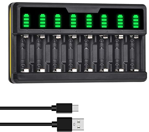 DuraPro LED 8 Slots Universal Intelligent USB Ladegerät für Arlo Kameras (VMC3030/VMK3200/VMS3330/3430/3530) Li-Ion Akkus