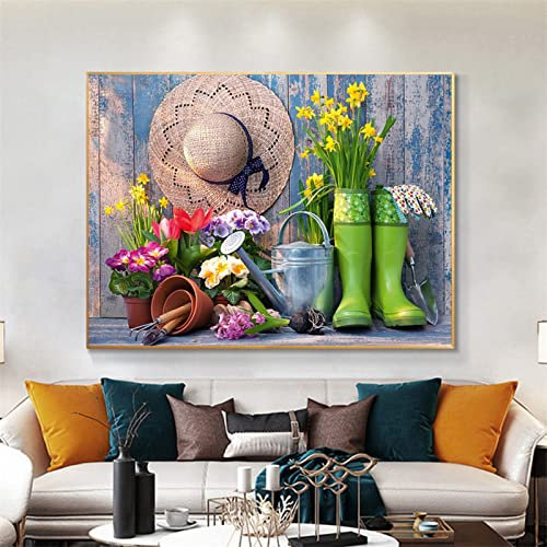 DiY 5D Diamond Painting Voll Set Blume-Hut-Schuhe Diamant Malerei Full Kristall Strass Diamant Stickerei Kreuzstich Erwachsene Kinder Diamant Art Leinwand Kunsthandwerk Home Wand Dekor 60x80cm C748