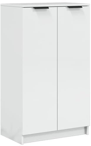 vidaXL Schuhschrank Schuhablage Schuhregal Schuhständer Schuhaufbewahrung Schuhorganizer Schuhkommode Hochglanz-Weiß 59x35x100cm Holzwerkstoff