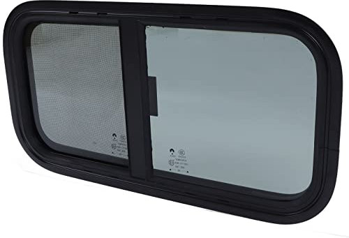 Keenso 600x300mm RV Window with Screen, Push Pull Window Rounded Corner, Waterproof, Vertical Horizontal Sliding for Campers, RVs, Construction Vehicles RV