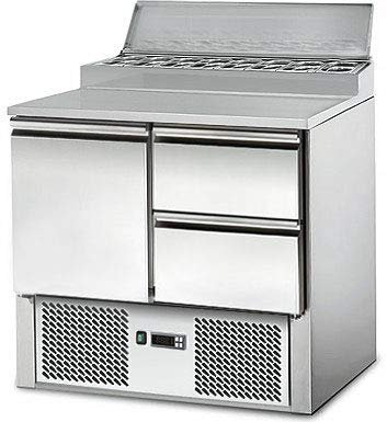 GGM Gastro | SAG97AND#SBG1212#07 | Zubereitungstisch Mini ECO - 900mm - 1 Tür & 2 Schubladen - für 5x GN 1/6