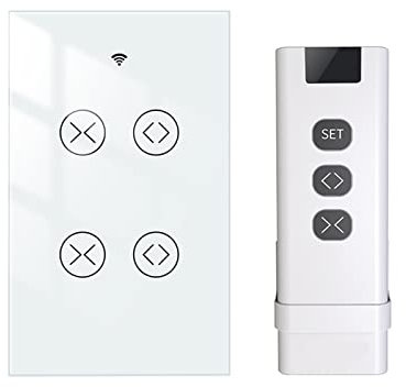 WiFi RF 2 Gang Double Curtain Blind Switch For Roller Shutter Electric Motor Home Voice Control (Color : US White kit)