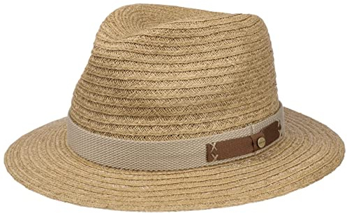 Stetson Decato Traveller Raffiahut Naturfarbener Eleganter Sonnenhut mit Garniturband Damen Herren Frühjahr Sommer Natur XL (60-61 cm)
